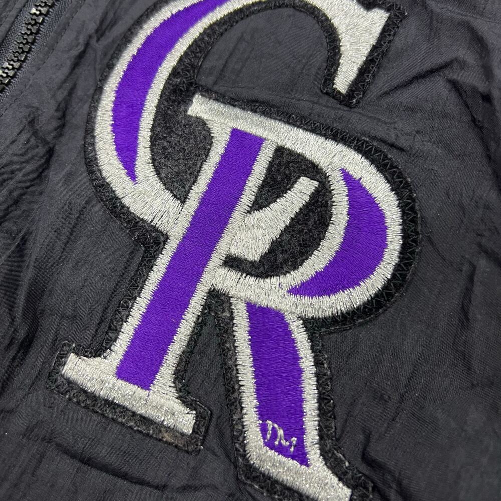 Vintage 90s Colorado Rockies Felco Lined Hooded Windbreaker Jacket Baseball MLB - Picture 5 of 9